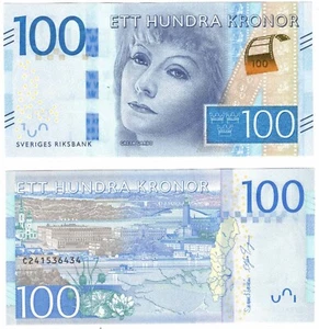 2016 Sweden 100 Kronor Greta Garbo Banknote UNC P71b Susanne Eberstein & Ingves - Picture 1 of 1