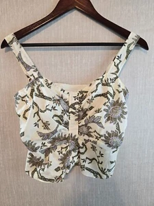Top recortado con estampado floral House Of Harlow frente a presión correas ajustables talla S nuevo - Imagen 1 de 10