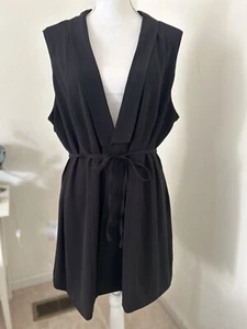 Cato Plus Size 22/24W Longline Belted Black Vest Open Front Sleeveless NWT - Picture 1 of 7