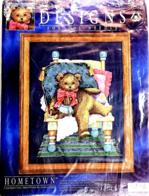 Stitchery Craft Kit Vintage 1997 DFTN 14-Count Cross Stitch MR BEAR Teddy - Image 1 of 4