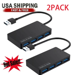 4-Port USB 3.0 Hub Splitter Multi Adapter High Speed For PC Mac Desktop Laptop - Picture 1 of 12