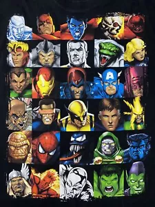 T-shirt Marvel Avengers X-Men Fantastic Four Spider-Man Collage nera XL Ghost - Foto 1 di 5