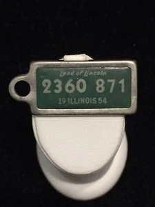 1954 Vintage Illinois Return DAV Keychain License Plate Tags / Tag - Picture 1 of 2