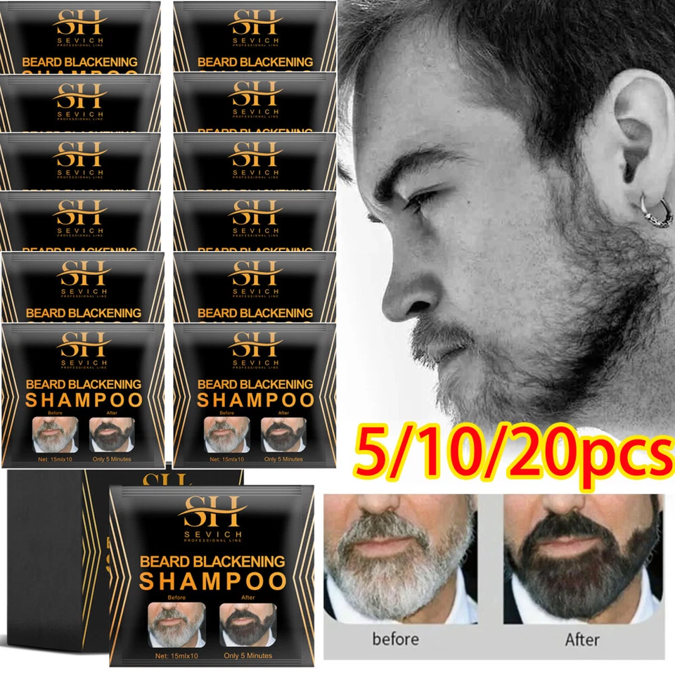20x Sevich Men's Beard Hair Colour Dye Tint Moustache Natural Blackening Shampoo