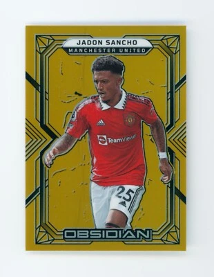 2022-23 Jadon Sancho Panini Obsidian Gold Flood Manchester United Card 1/10 - Image 1 of 3