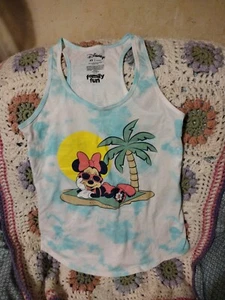 Girl's Junior XS Disney's Minnie Mouse RacerbackBlue & White Tye Dye Tank... - Picture 1 of 5