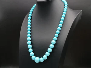 collana donna turchese gradazione argento 925 sfere degradè tondo lunga - Foto 1 di 9