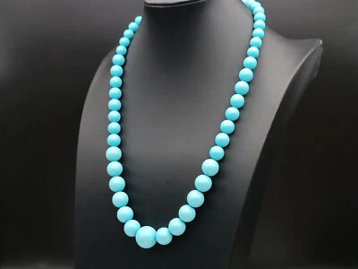 collana donna turchese gradazione argento 925 sfere degradè tondo lunga - Immagine 1 di 4