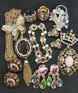 Vintage Costume Jewelry Lot Rhinestones EMMONS B. David Avon Deidre Hall