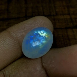 16.9 Carat 20.2x15x7 MM Natural Blue Fire Rainbow Moonstone Oval Shape Cabochon - Picture 1 of 8