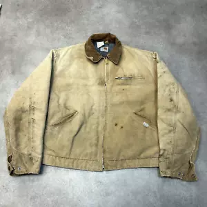 Chaqueta Carhartt Detroit Hombre Grande 100 Años 1989 Abrigo Forrado Alfombra, Beige - Imagen 1 de 12