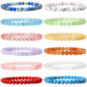 Bracciale Stretch 6MM Pietra Pregiata Energia Cristallo Potere Reiki Guarigione Donna Uomo - Foto 1 di 55
