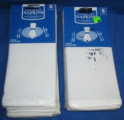 16 Daily Chef White Dinner Napkins ~ 20" X 20" ~ Cotton Polyester Blend  - Image 1 of 2