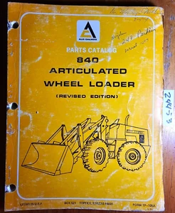 Allis-Chalmers 840 Articulated Wheel Loader Parts Catalog Manual TP-105A 11/71 - Picture 1 of 21