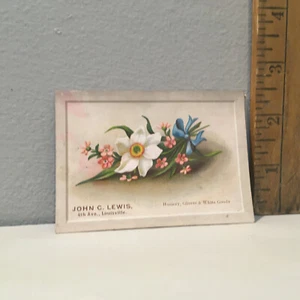 Antique Victorian Trade Card Hosiery Gloves White Goods Lewis Louisville KY - Picture 1 of 2