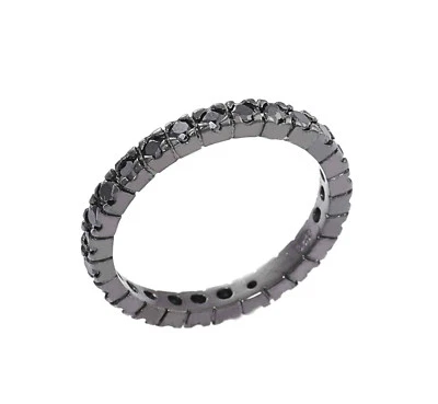 Anello argento sterling 925  zirconi brillanti Black eternity gioielleria - Immagine 1 di 2
