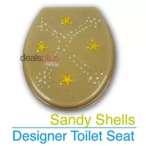 SANDY SHELLS Designer Toilet Seat and Cover Poly Resin Finish Brand New - Picture 1 of 1