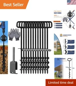Heavy-Duty 16-Inch Screw Ground Anchors—Secure Your Camping Gear Anywhere Easily - Picture 1 of 9