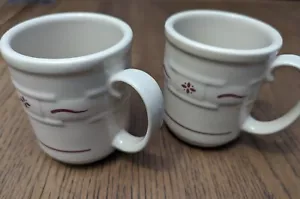Longaberger Cesti Ceramica Tessuto Tradizioni Tradizionali Rosso Set di 2 Tazze - Foto 1 di 4