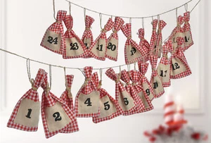 Calendario dell'Avvento con 24 sacchetti - lunghezza 220 cm - calendario dell'Avvento da riempire - Foto 1 di 1
