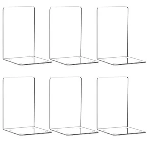 Acrylic Bookends Clear Shelving Holders Silicone Mats 3 Pairs 5"x7.3" - Picture 1 of 7