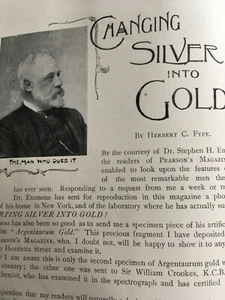 Dr S H Emmens Alchemy Silver to Gold Argentaurum Rare Old Antique Article 1898  - Bild 1 von 4