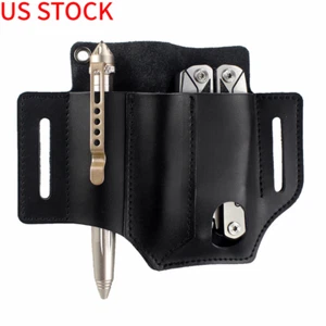 Belt Leather Tool Pouch for Tactical Portable Flashlight Knife Pen EDC Pouch - Picture 1 of 8