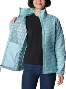 Columbia Women's Powder Lite II Jacket, Omni Heat Thermal Puffer Aqua Haze Sz S - Picture 1 of 6