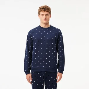 Men's Lacoste Crocodile Loungewear Sweatshirt in Blue - Picture 1 of 5