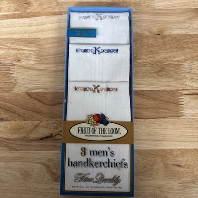 Paquete de 3 pañuelos Fruit of the Loom de colección para hombre personalizados K raros difíciles de encontrar nuevos en caja Foto 1 de 4