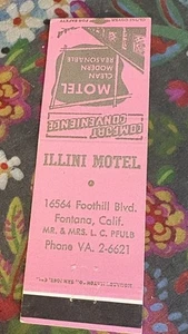 Matchbook Cover Illini Motel Fontana California B16 - Picture 1 of 2