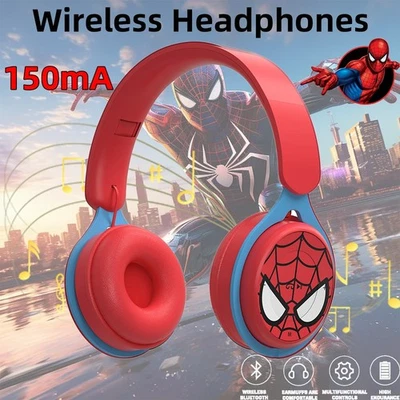 Kids Wireless Bluetooth Headphones Headset Earphone Spider Man Super Hero Gift - Image 1 of 4