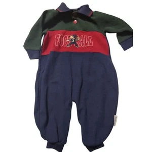 Vintage 90s Healthtex Colorblock Baby Football Collared Jumpsuit 6/9 Months - Picture 1 of 5