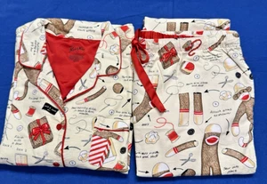 Nick & Nora Christmas Sock Monkey PJ Set Sz -XL Top  XXL Pants - Picture 1 of 7