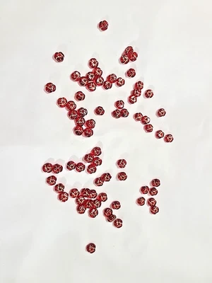 Lot of 75 Vintage  Red & Gold Faceted Flower Czech Glass Beads Spacer 8x4 mm NOS - Image 1 of 4