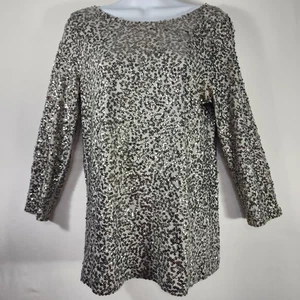 Camiseta J Crew Lentejuelas Talla M Gris Plata Lentejuelas Talla Mediana Manga 3/4 100% Algodón - Imagen 1 de 19
