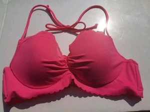 Top bikini Victorias Secret bordo smerlato 34B Barbie rosa - Foto 1 di 3