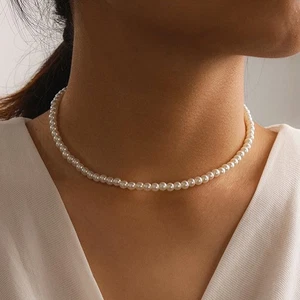 Fashion Simple Temperament Pearl Clavicle Chain Classic Elegant Necklace Gifts - Picture 1 of 16