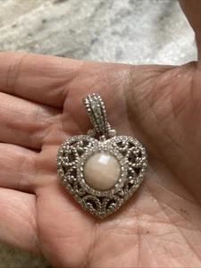 Judith Ripka Pink Chalcedony Heart Enhancer SS Pendant w/CZ - Picture 1 of 6