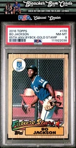 2016 Topps 65th Anniv. Buybacks 170 Bo Jackson Gold Stamp 1/1? PSA 8 Pop 1! - Picture 1 of 2