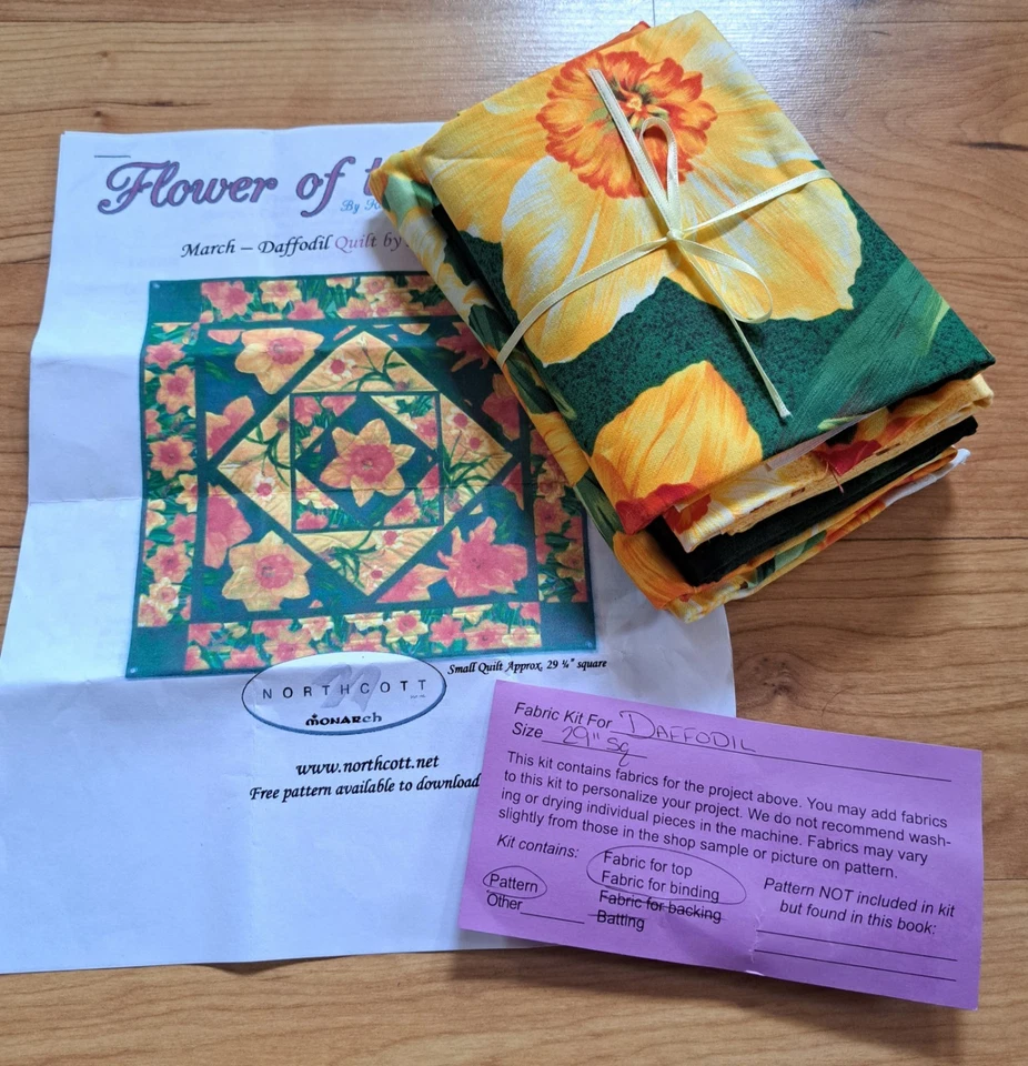 Daffodil Floral Northcott Quilt Pattern & Coordinates Kit Top Binding Bundle Lot - Image 1 of 1
