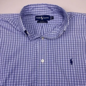 Ralph Lauren Hemd M Herren L/S Button Down Blake Blau Micro Kariert Tattersall GUC - Bild 1 von 8