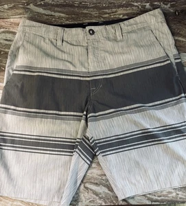 VOLCOM Men's Surf And Turf Board Shorts 36x11 Gray Striped 4 Way Stretch - Picture 1 of 9