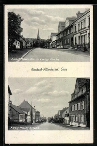 Neudorf-Altenkessel /Saar, Strasse mit evangl. Kirche, Ansichtskarte  - Picture 1 of 2