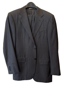 Canali 2 Piece Wool Suit Mens Euro Size 50 R / US Size 40 R / Navy Blue w Stripe - Picture 1 of 17