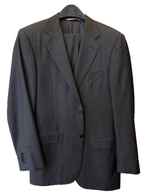 Canali 2 Piece Wool Suit Mens Euro Size 50 R / US Size 40 R / Navy Blue w Stripe - Image 1 of 4