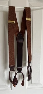 De colección CAS Alemania Seda Botón Extremo Tirantes Elevado Cuadrado Patrón Taupe - Imagen 1 de 9