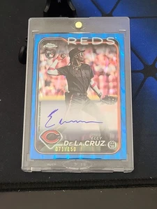 2024 TOPPS CHROME ELLY DE LA CRUZ BLUE RAYWAVE ROOKIE RC AUTO 71/150 RA-EDLC - Picture 1 of 10