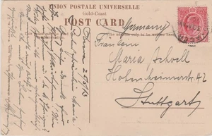 Gold Coast-1903 KEVII 1d red on Accra postcard cover to Germany - Picture 1 of 2
