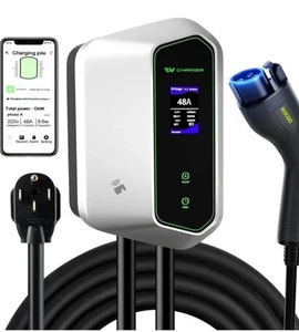 Rocgo Level 2 EV Charger, 40A 240V, 25ft Cable, NEMA 14-50 Plug, Adjustable - Picture 1 of 3